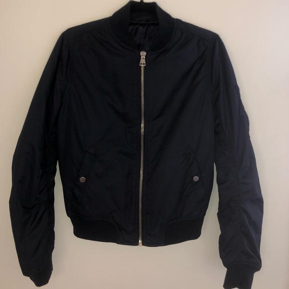 Dark Navy Blue Bomber Jacket - Picture 3 of 5
